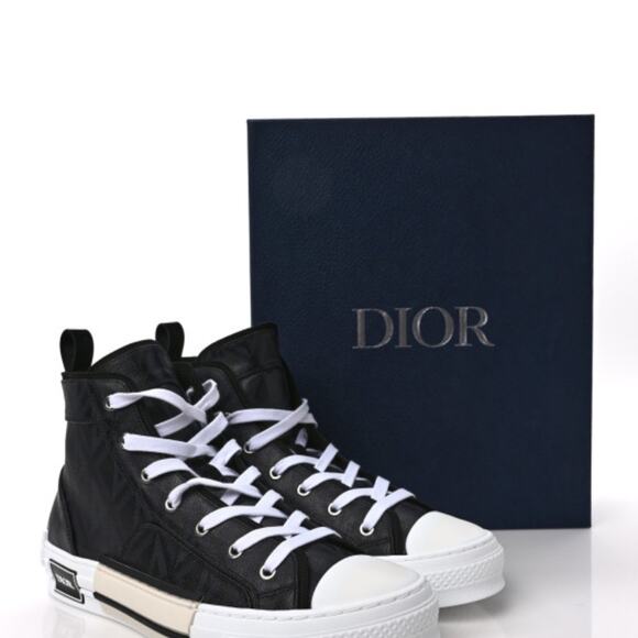 🪀DIOR SNEAKER HIGH TOP M-B/23 DIAMOND PRISTINE DUSTBAG DIOR AUTHENTIC SIZE 12 - Picture 1 of 16